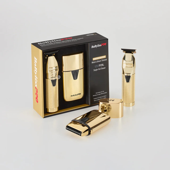 Babyliss Limited Edition Gold FX Trimmer & UV Single-Foil Shaver Set (FXLFHOLPKG)