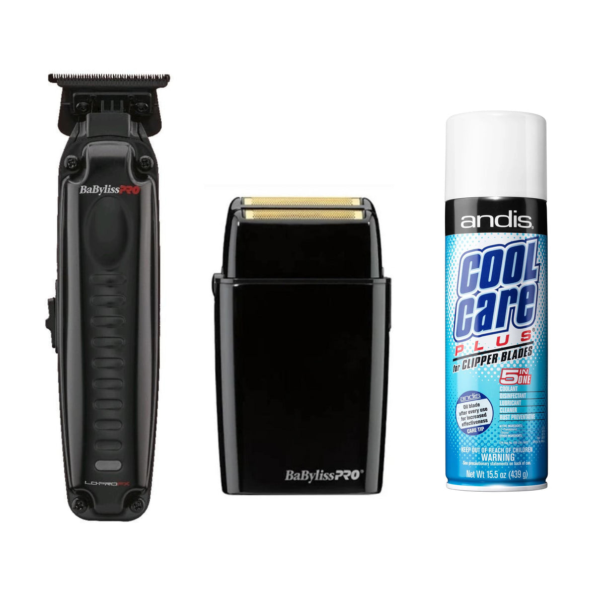 BaByliss Pro Lo Pro Skeleton Trimmers Combo y Black Double Foil Shaver