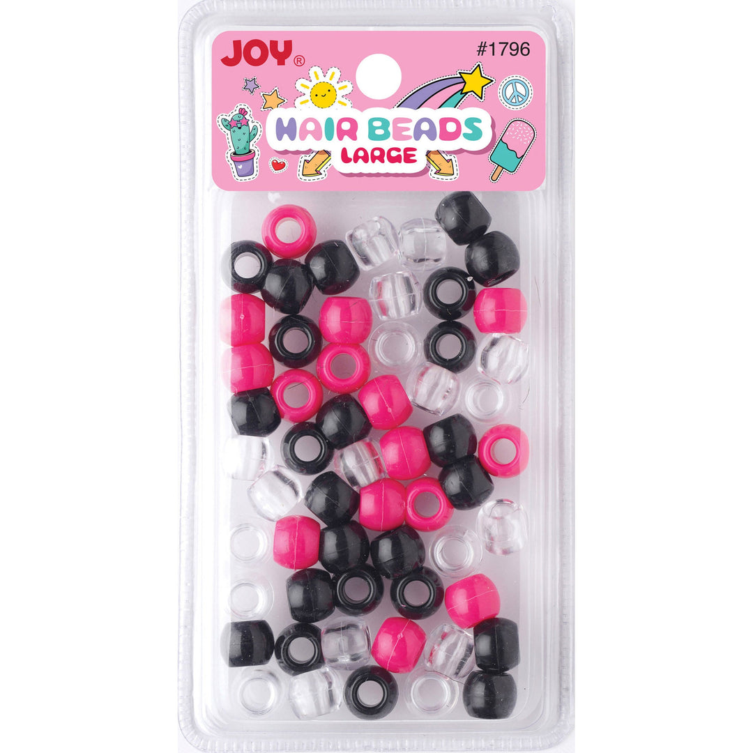 Joy Round Hair Beads Large, 50 Count, Assorted Colors