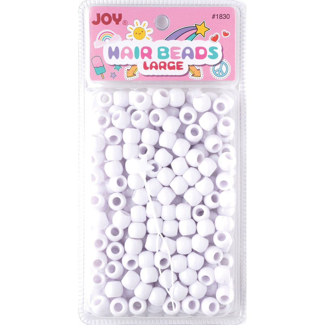 Joy Round Hair Beads Large, 60 Count, White