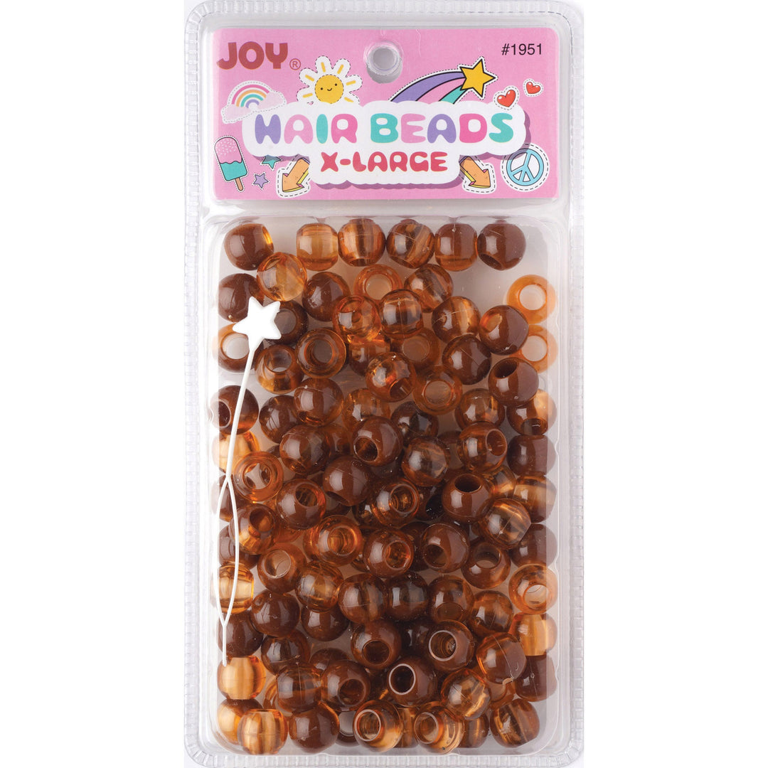 Joy Round Hair Beads X-Large, 100 Count, Two Tone Dark Vivid Brown