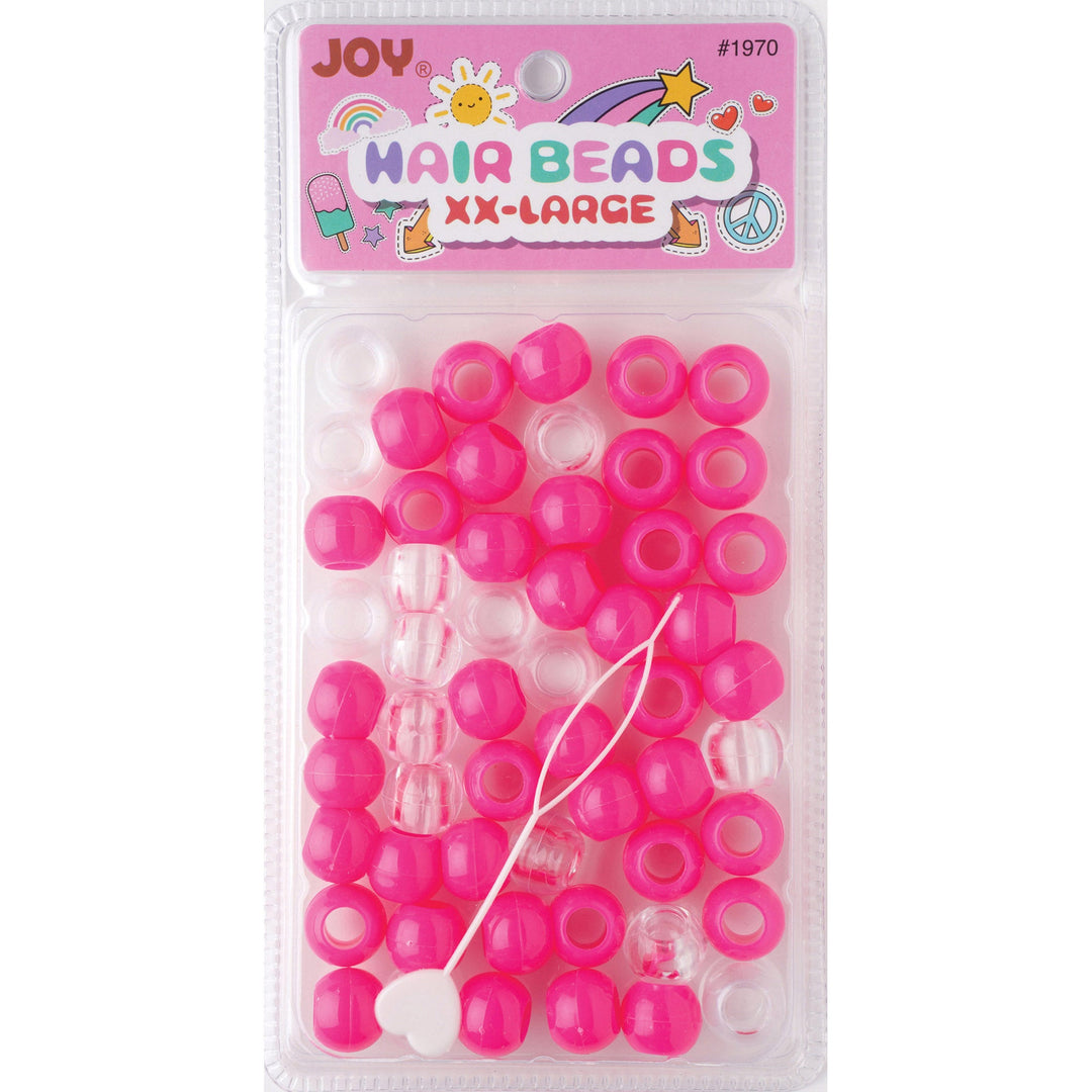 Joy Round Hair Beads XX-Large, 60 Count, Neon Pink