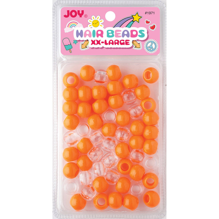 Joy Round Hair Beads XX-Large, 60 Count, Neon Orange