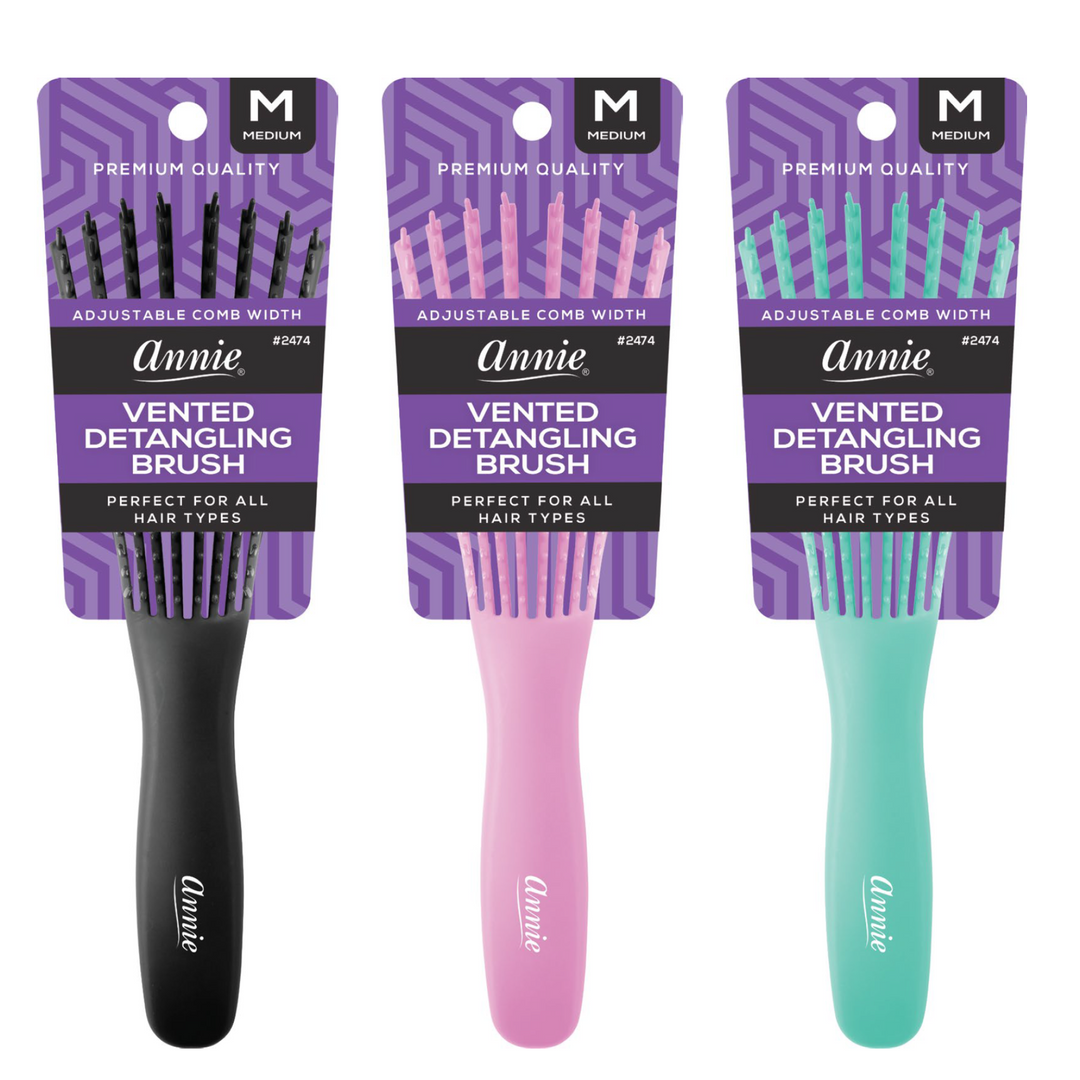 Annie Vented Detangler Brush Medium, 1 Count, Assorted Colors