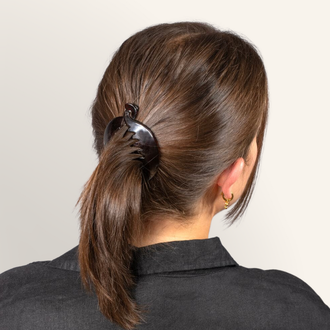 Annie Banana Hair Clip Small Round 6.5cm, 2 Count, Black