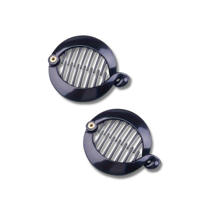 Annie Banana Hair Clip Small Round 6.5cm, 2 Count, Black