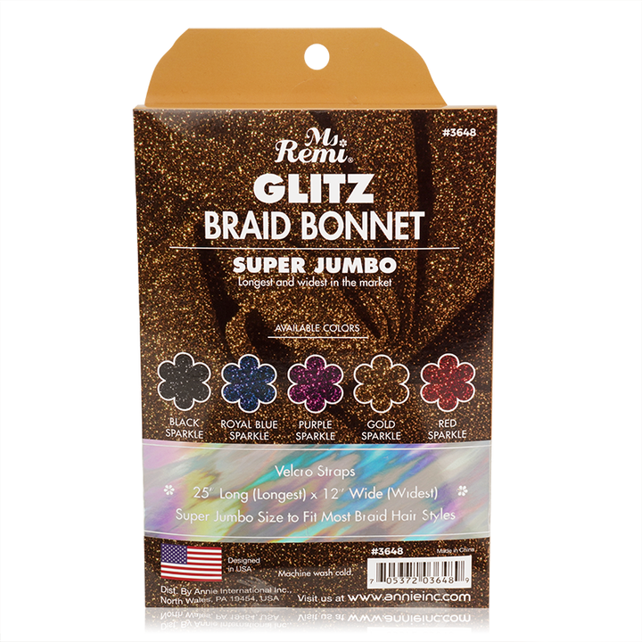 Ms. Remi Glitz Braid Bonnet Super Jumbo, 1 Count, Assorted Colors