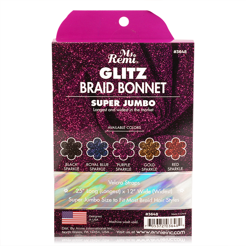 Ms. Remi Glitz Braid Bonnet Super Jumbo, 1 Count, Assorted Colors
