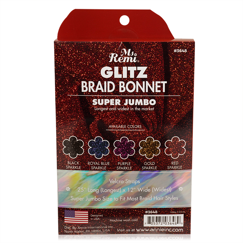 Ms. Remi Glitz Braid Bonnet Super Jumbo, 1 Count, Assorted Colors
