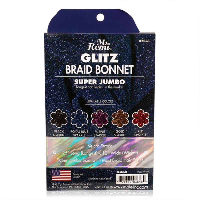 Ms. Remi Glitz Braid Bonnet Super Jumbo, 1 Count, Assorted Colors
