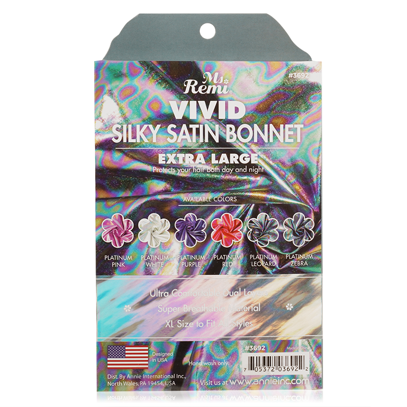Ms. Remi Vivid Silky Satin Bonnet X-Large, 1 Count, Platinum Leopard