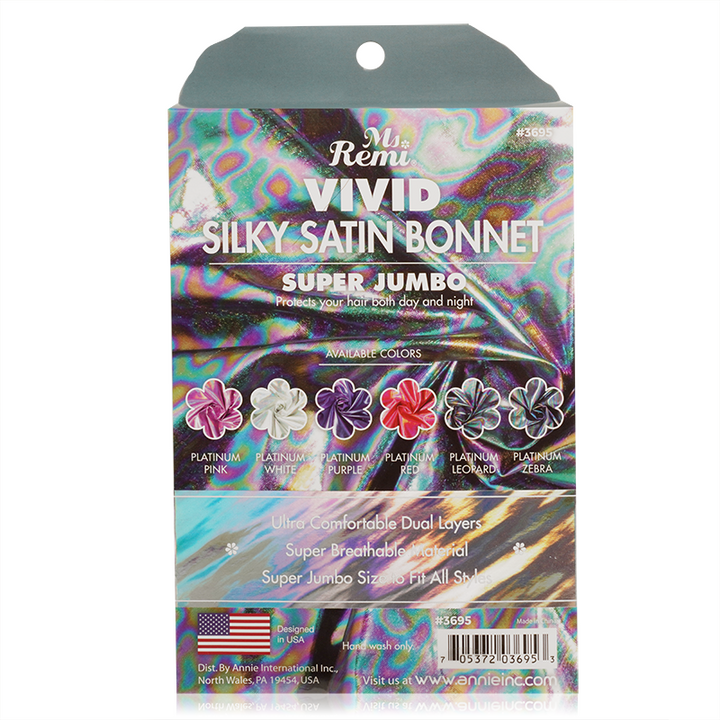 Ms. Remi Vivid Silky Satin Bonnet X-Jumbo, 1 Count, Platinum Leopard