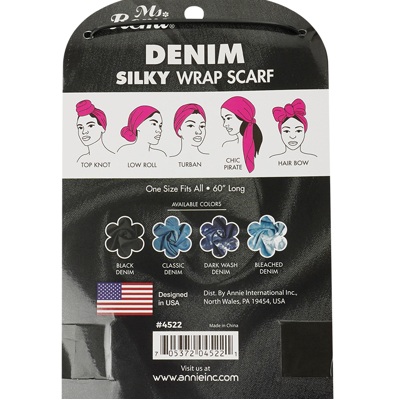 Ms. Remi Denim Silky Wrap Scarf 60 Inch, 1 Count, Assorted Patterns