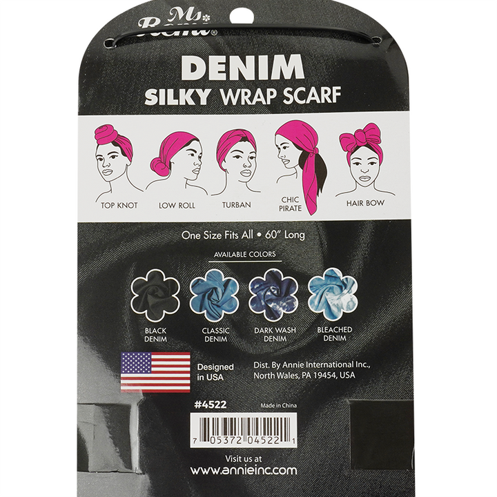 Ms. Remi Denim Silky Wrap Scarf 60 Inch, 1 Count, Assorted Patterns