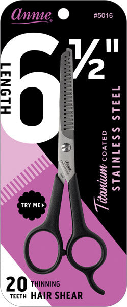 Annie Stainless Steel Thinning Shears 6.5 Inch, 1 Count, Black