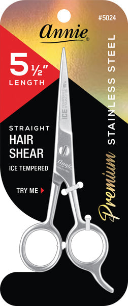 Annie Ice Tempered Stainless Steel Hair Shears 5.5 Inch, 1 Count, Silver