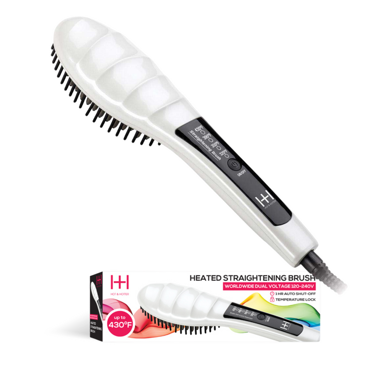 Hot & Hotter Heated Straightening Brush, 1 Count, White