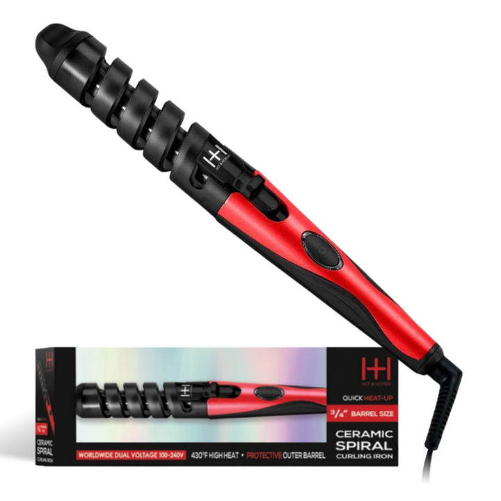 Hot & Hotter Ceramic Spiral Curling Iron 3/4in, 1 Count Hair Curler, Red & Black