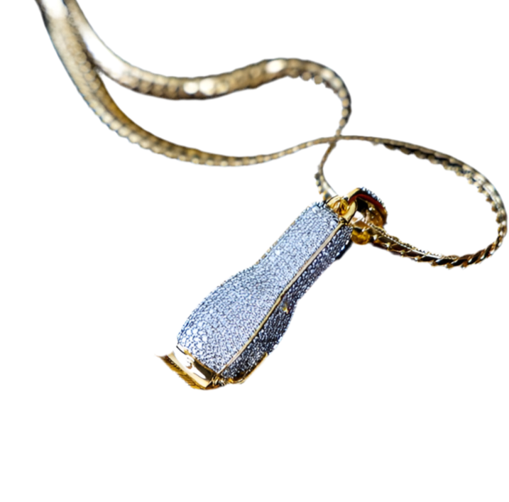 Iced out clipper pendant and chain