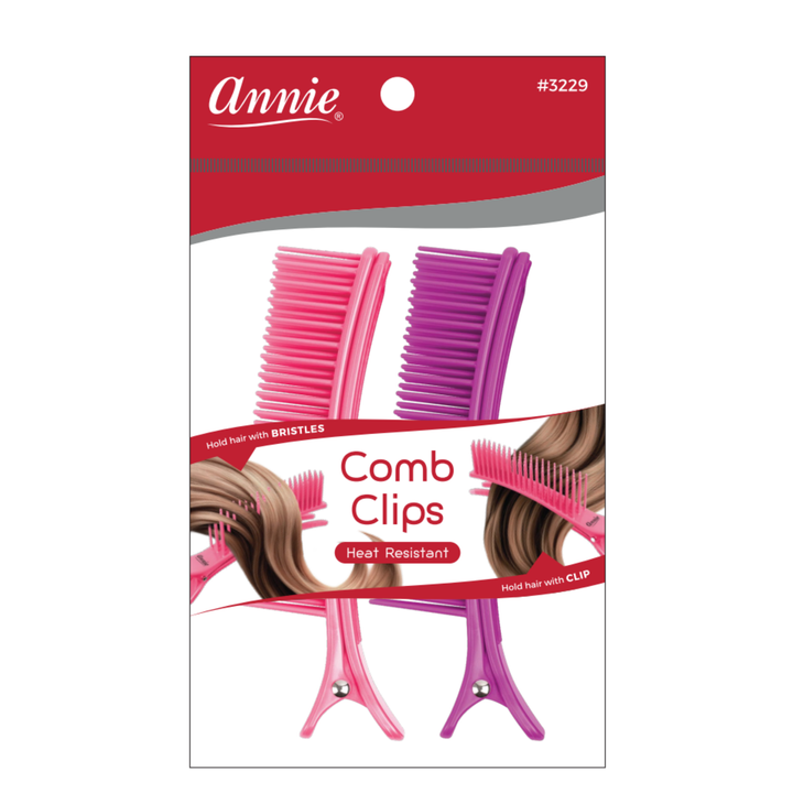 Annie Sectioning Comb Grip Clip, 2 Count, Pink & Purple