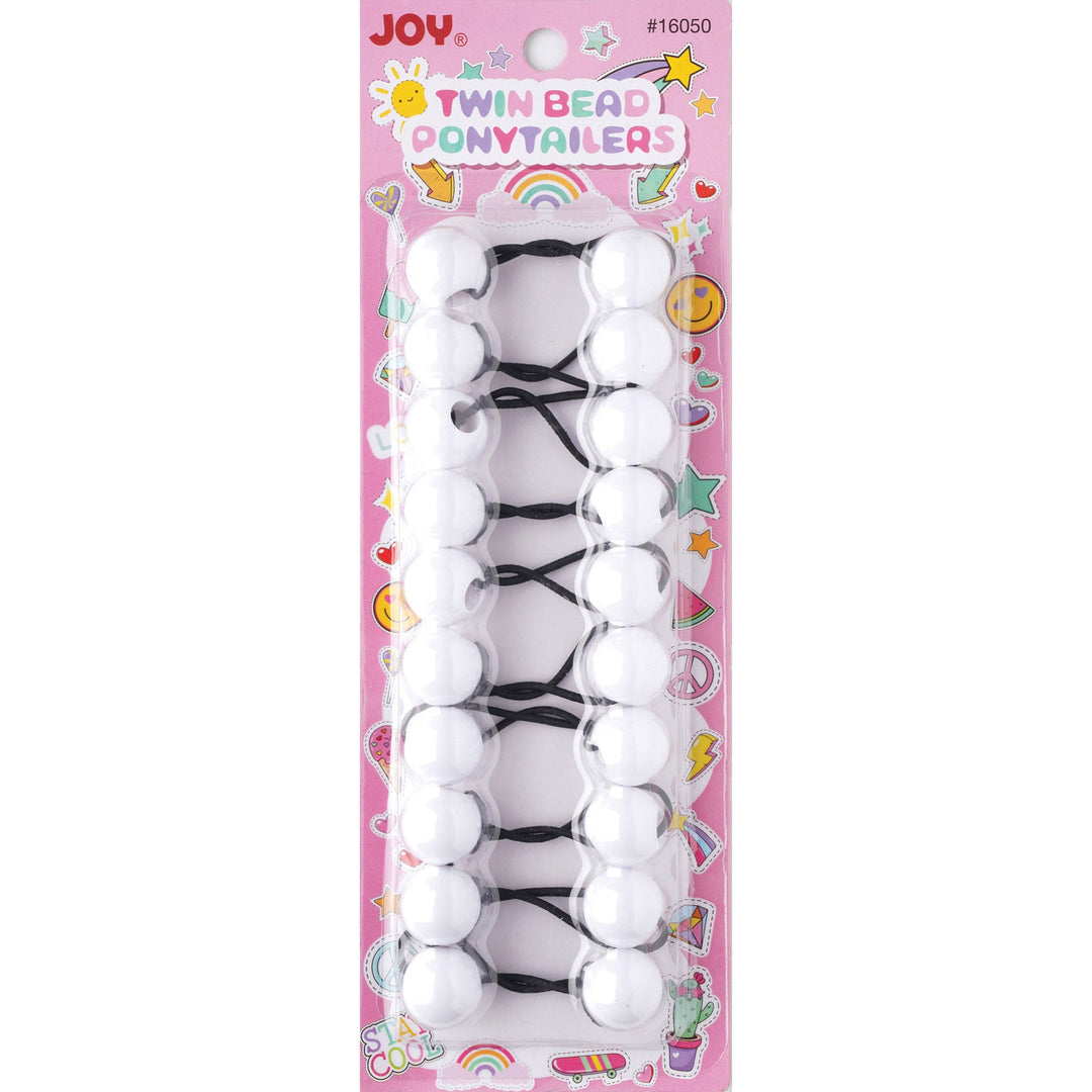 Joy Twin Beads Ponytailers 10Ct White