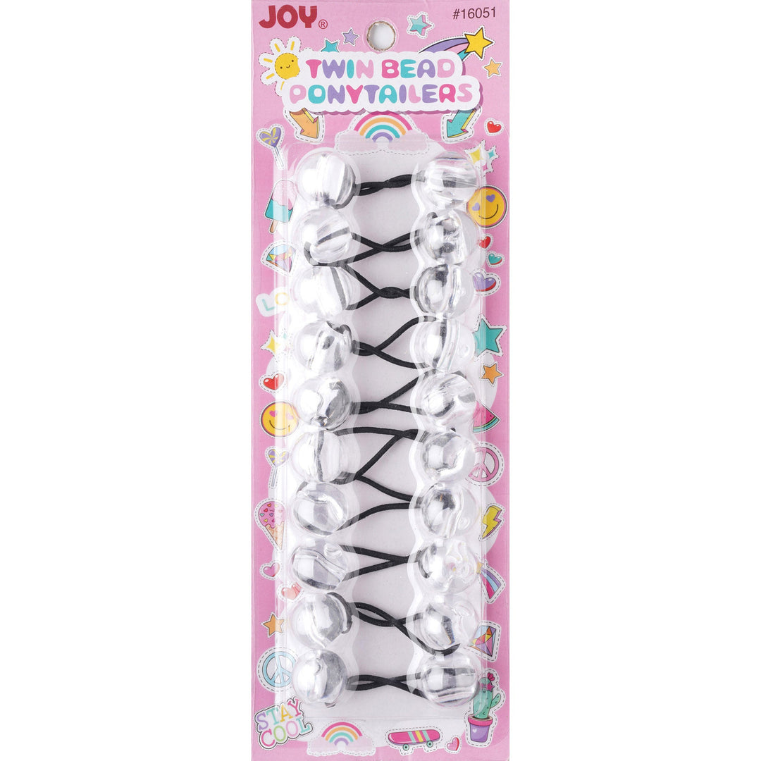 Joy Twin Beads Ponytailers 10Ct Clear