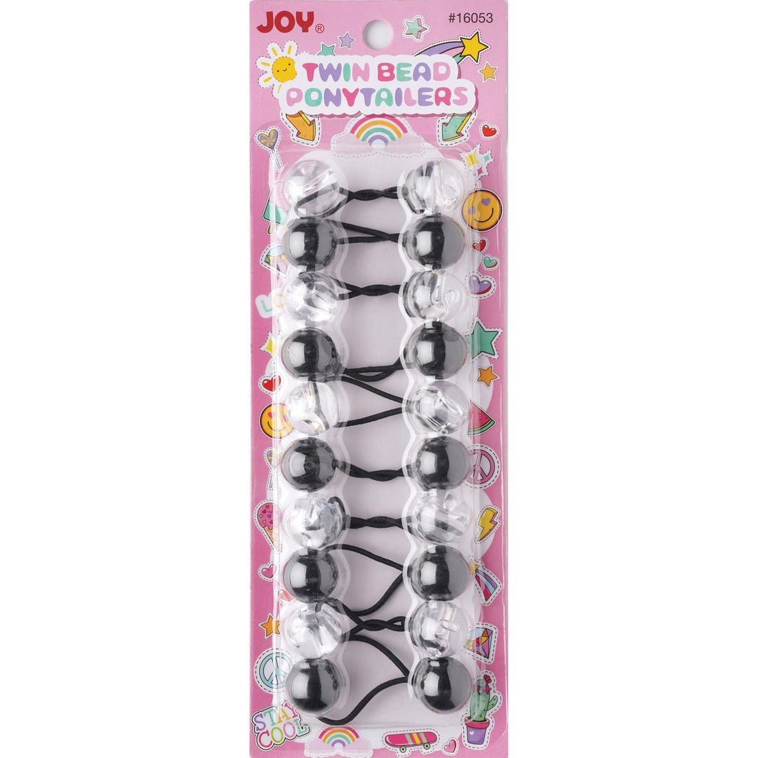 Joy Twin Beads Ponytailers 10Ct Black & Clear