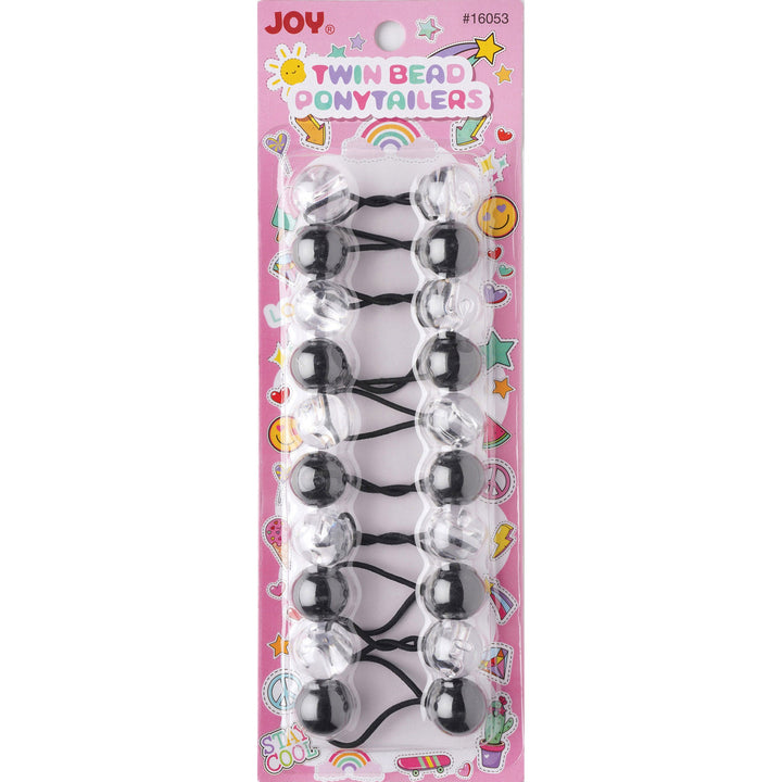 Joy Twin Beads Ponytailers 10Ct Black & Clear