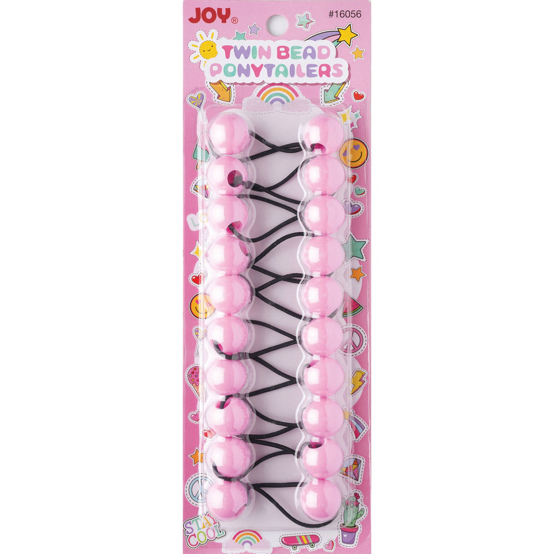 Joy Twin Beads Ponytailers 10Ct Pink