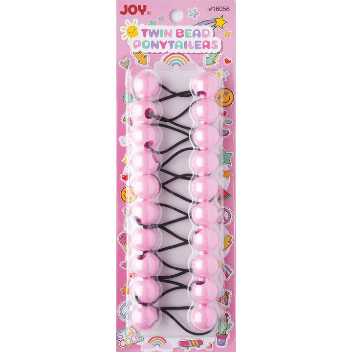 Joy Twin Beads Ponytailers 10Ct Pink