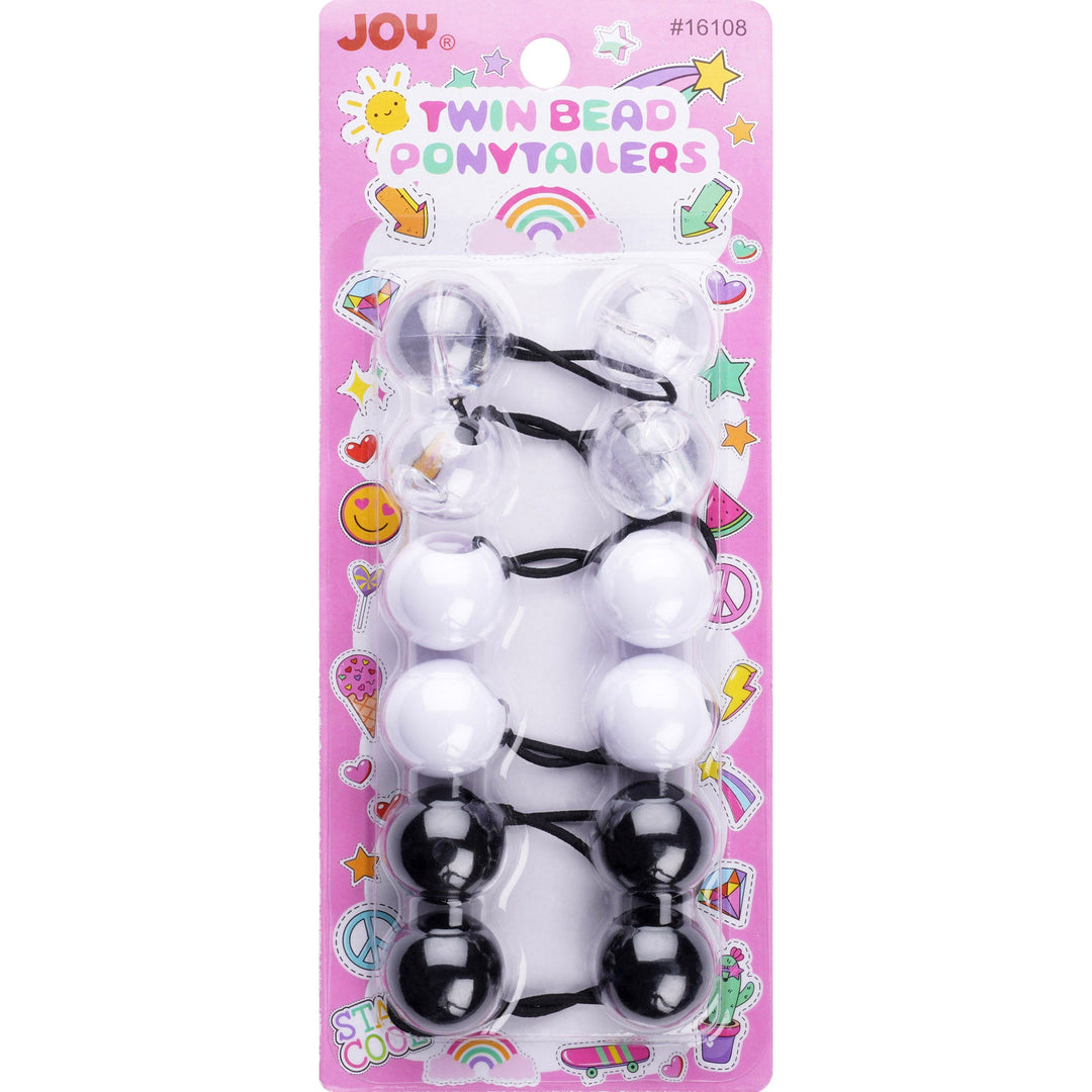 Joy Twin Beads Ponytailers 6Ct Assorted
