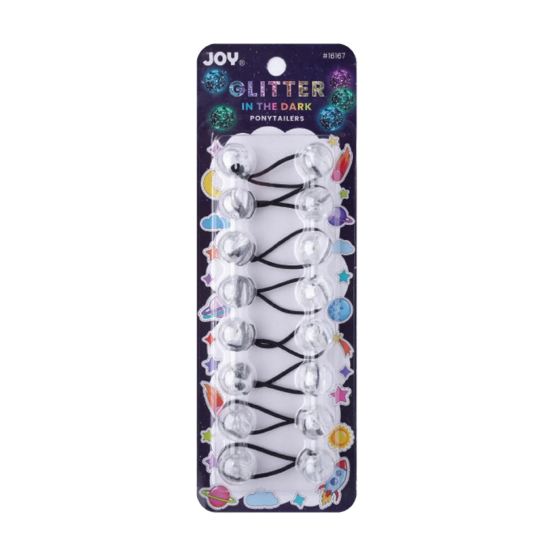Joy Twin Beads Ponytailer 20mm 8ct Glitter Glow Clear