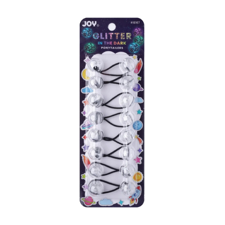 Joy Twin Beads Ponytailer 20mm 8ct Glitter Glow Clear