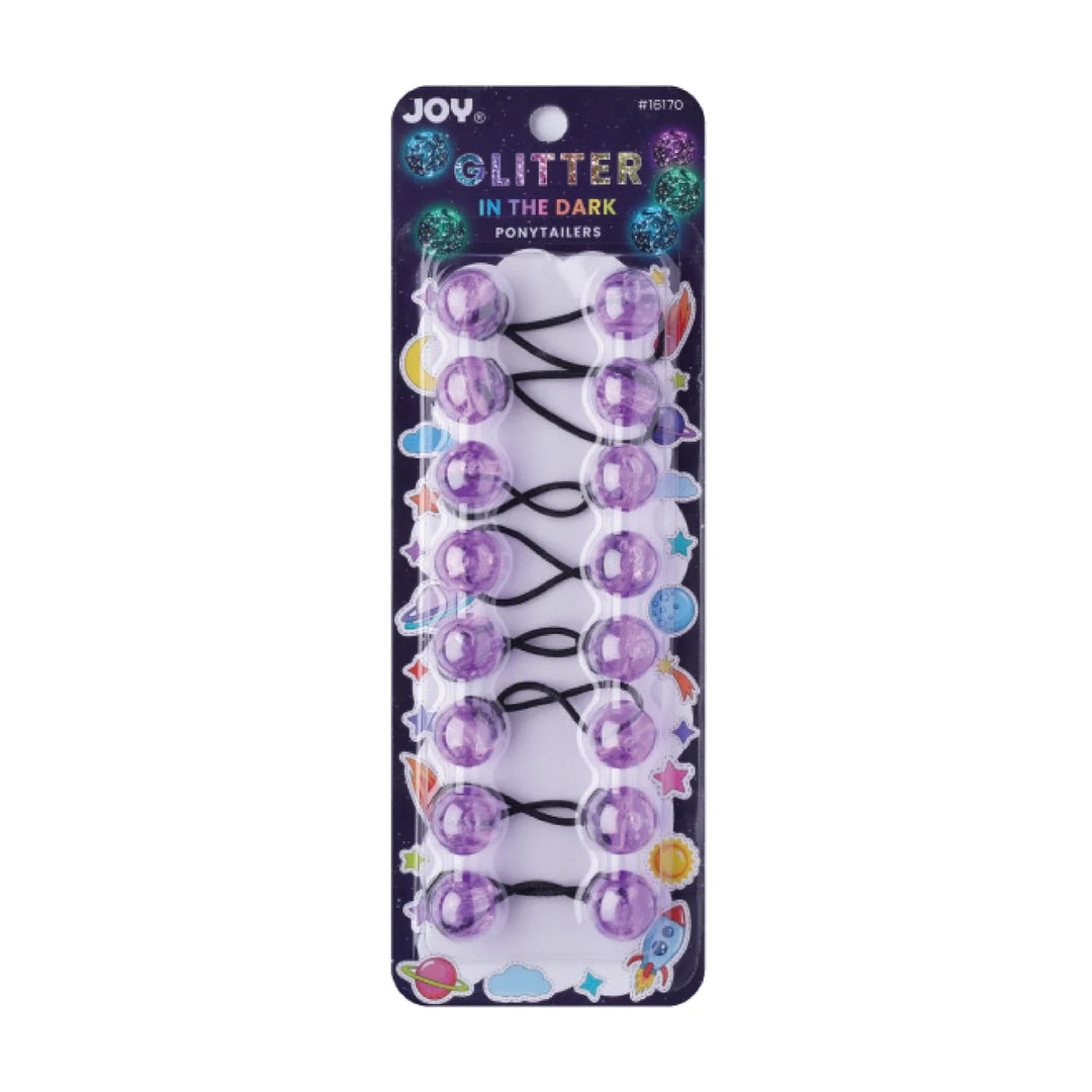 Joy Twin Beads Ponytailer 20mm 8ct Glitter Glow Clear