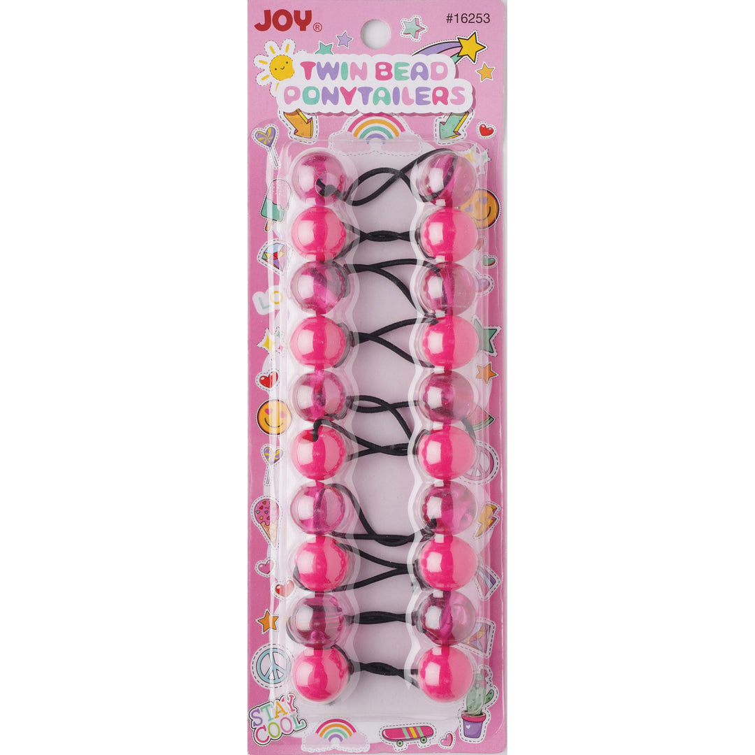 Joy Twin beads Ponytailer 10ct Asst Hot Pink