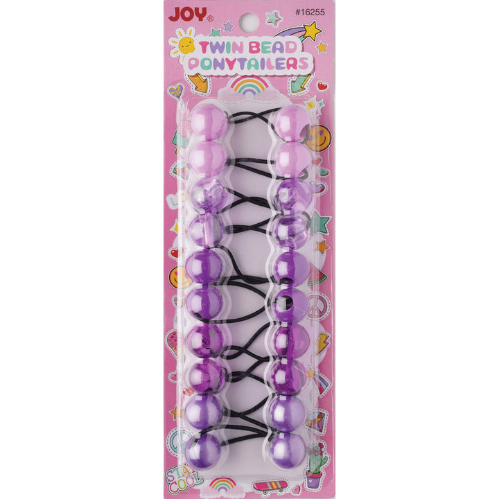Joy Twin Bead Ponytailers 10ct Asst Purple