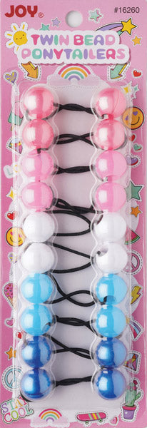 Joy Twin Bead Ponytailers 10ct Asst
