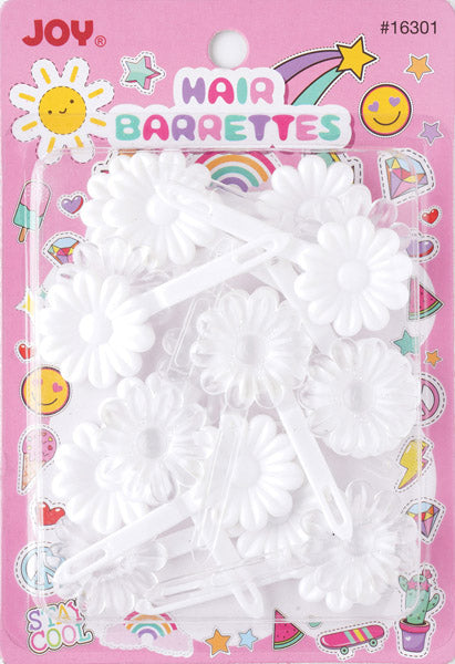 Joy Daisy Hair Barrettes, 10 Count, White and Clear