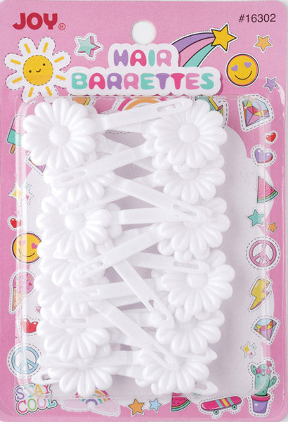 Joy Daisy Hair Barrettes , 10 Count, White