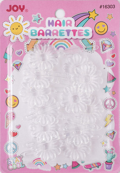 Joy Daisy Hair Barrettes, 10 Count, Frosted Clear