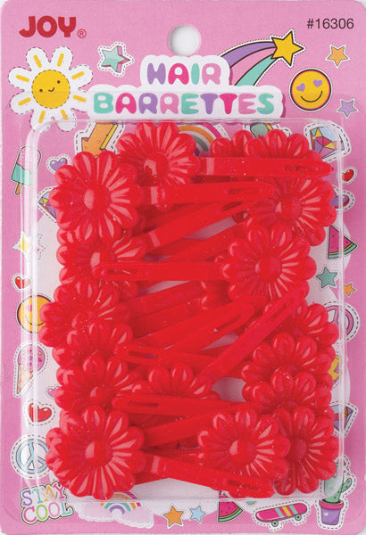 Joy Daisy Hair Barrettes, 10 Count, Red