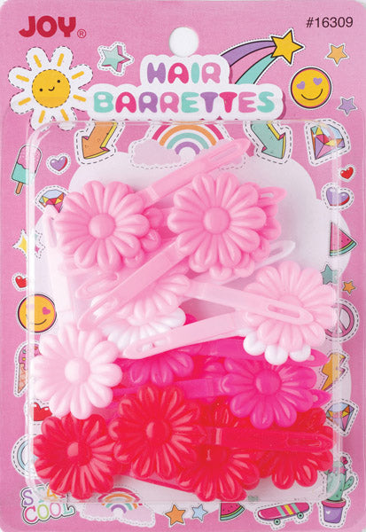 Joy Daisy Hair Barrettes, 10 Count, Assorted Pinks