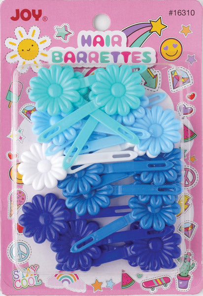 Joy Daisy Hair Barrettes, 10 Count, Assorted Blues