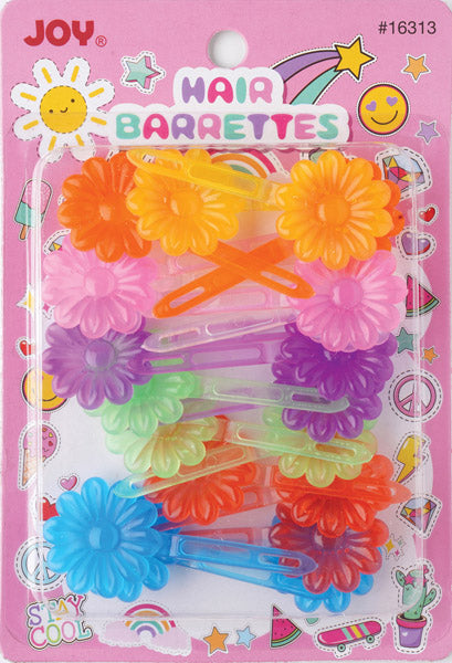 Joy Daisy Hair Barrettes, 10 Count, Assorted Clear
