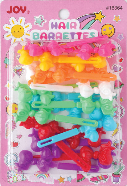 Joy Ribbon Hair Barrettes, 10 Count, Assorted Colors