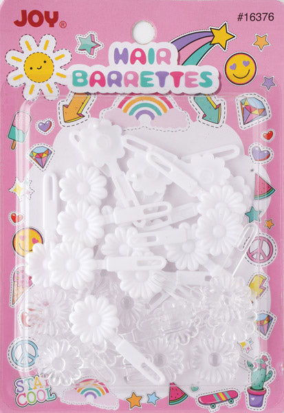 Joy Hair Barrettes Petite Daisy, 24 Count, White and Clear