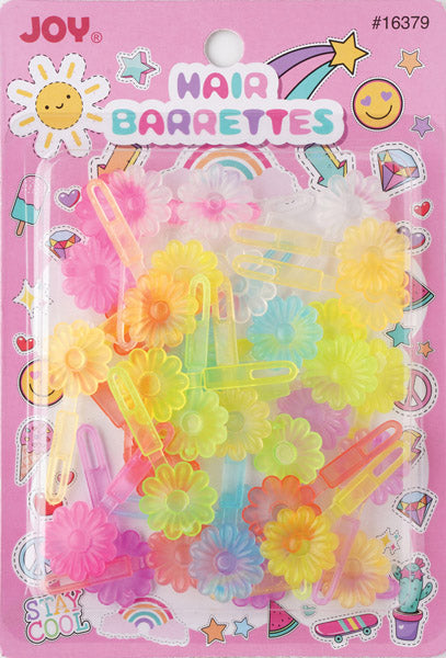 Joy Hair Barrettes Petite Daisy, 24 Count, Clear Assorted Colors