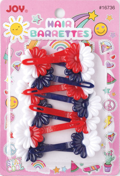 Joy Daisy Barrettes, 12 Count, Navy & Red