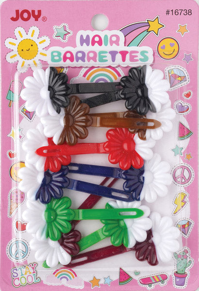 Joy Daisy Barrettes, 12 Count, Two Tone Assorted