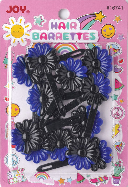 Joy Daisy Barrettes, 12 Count, Black & Blue